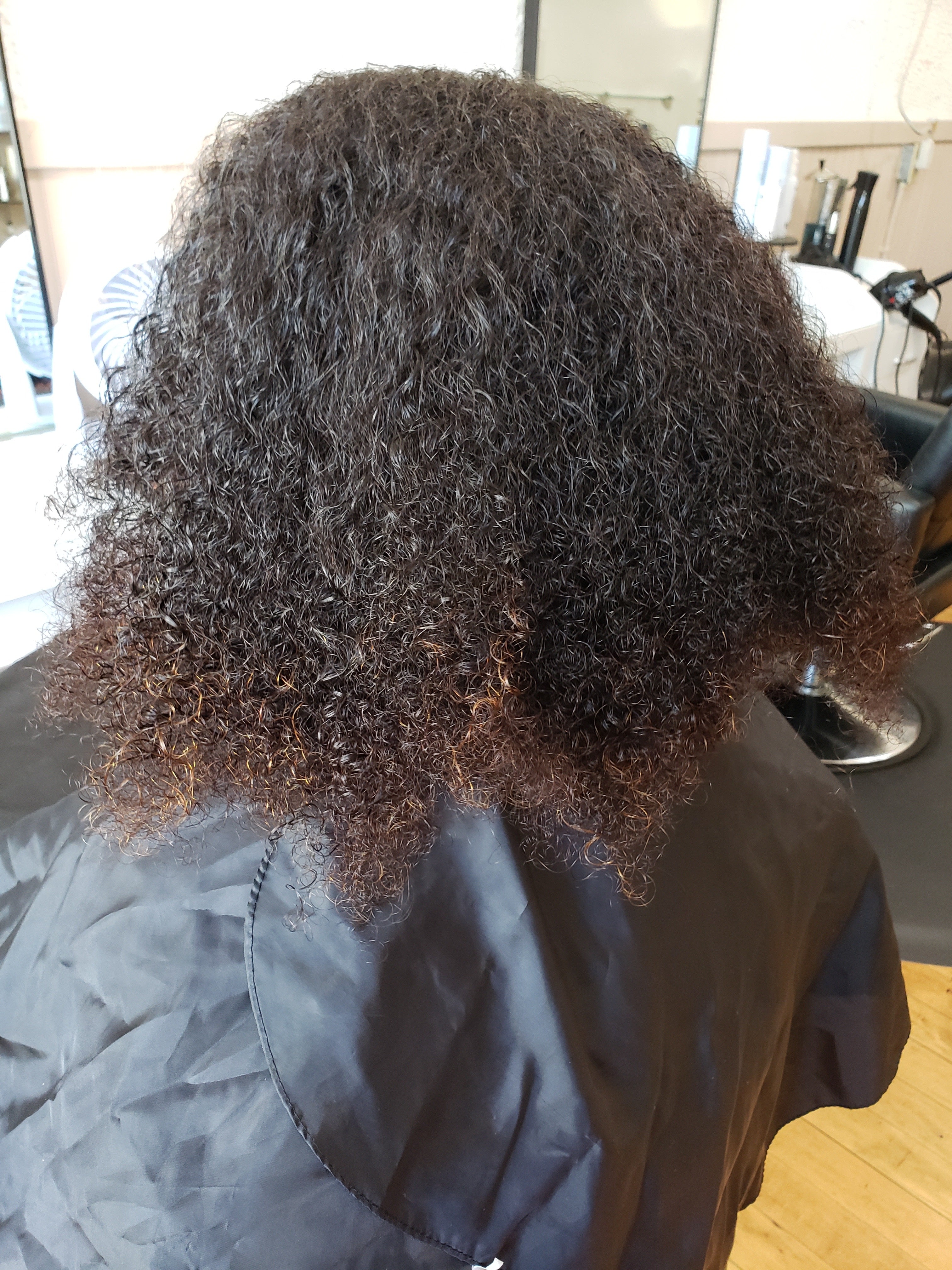 Before keratin smoothing treatment — coarse wavy hair at Brazilian Blowout Boston