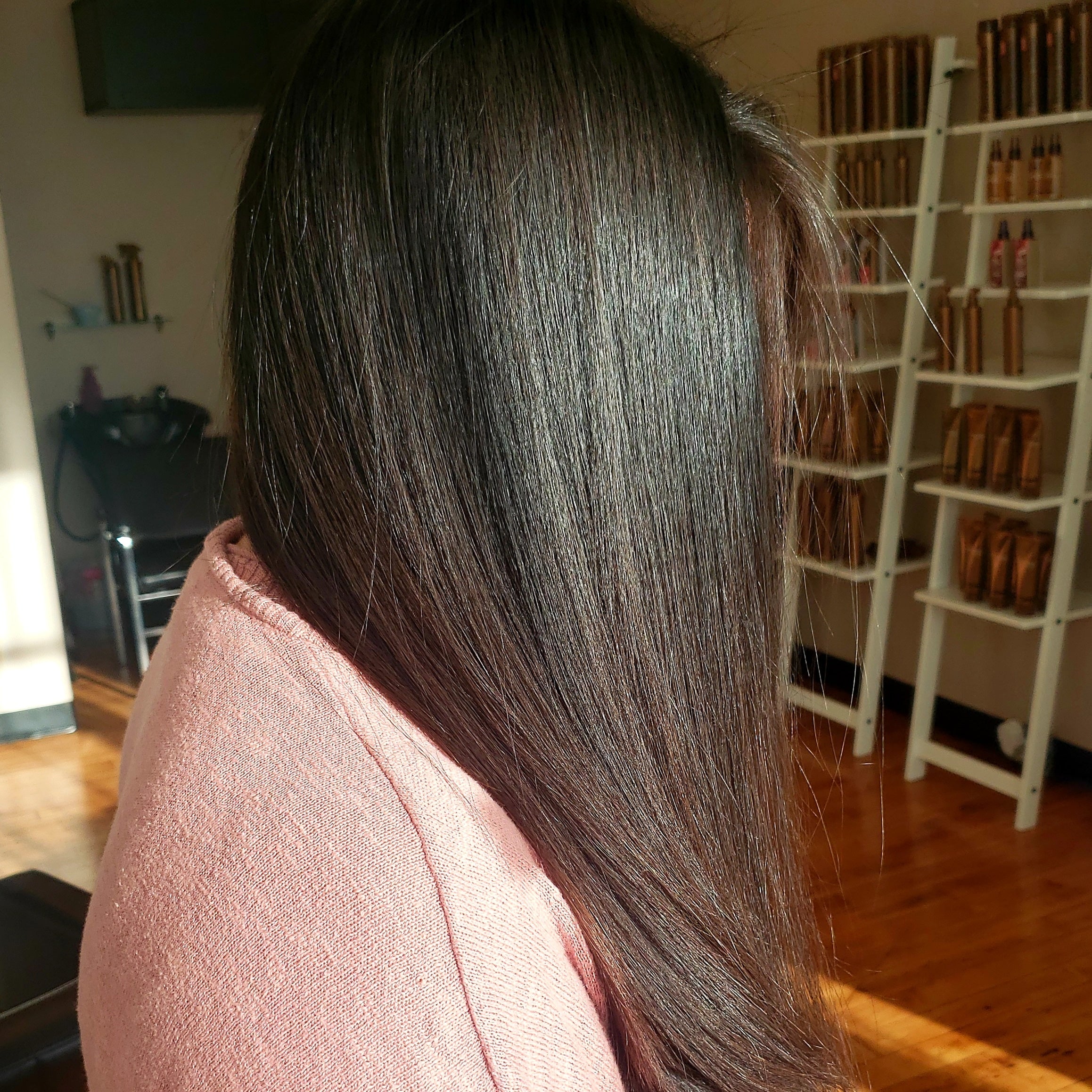 After smoothing treatment — smooth controlled curls