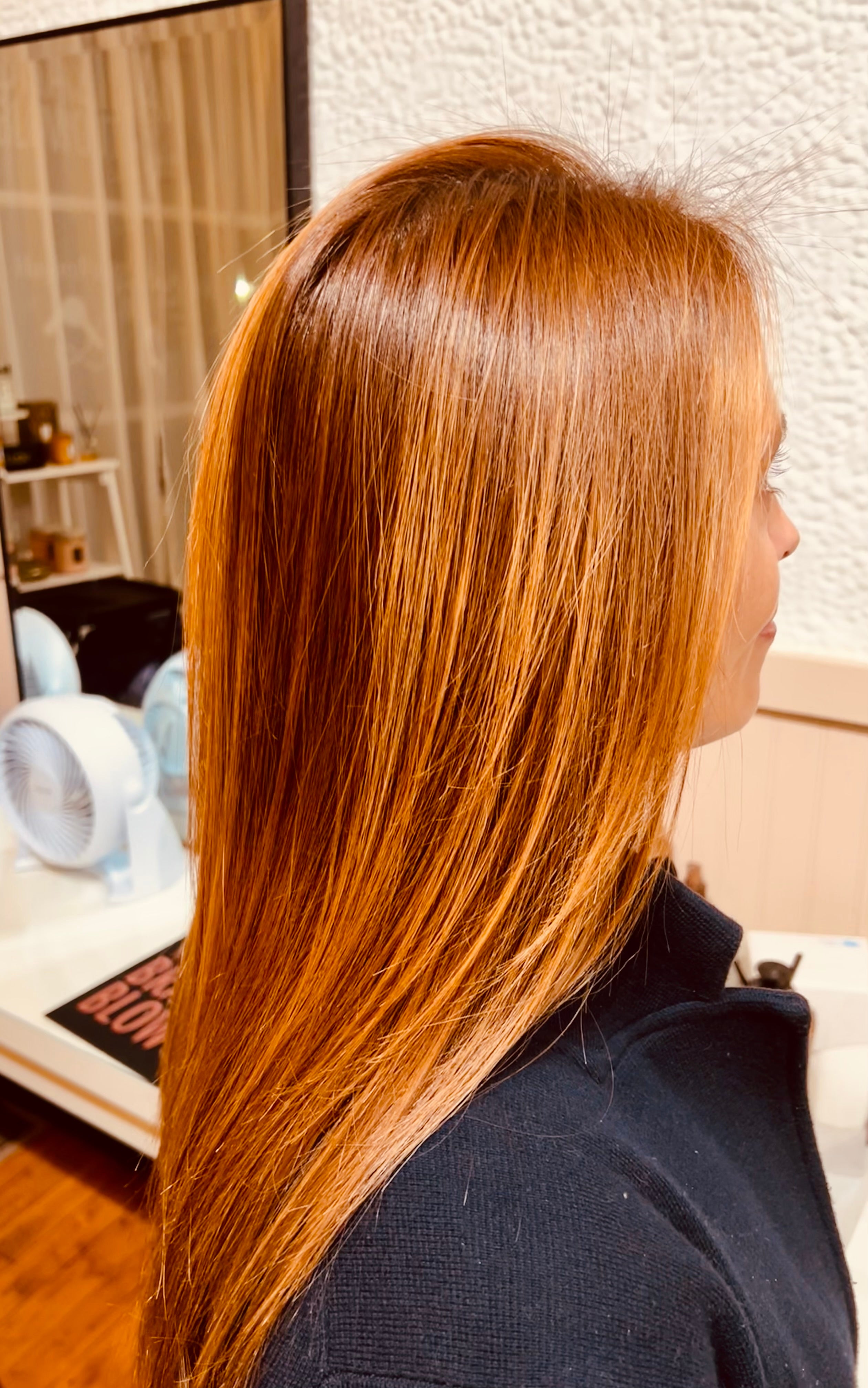 After Brazilian Blowout treatment — smooth manageable hair
