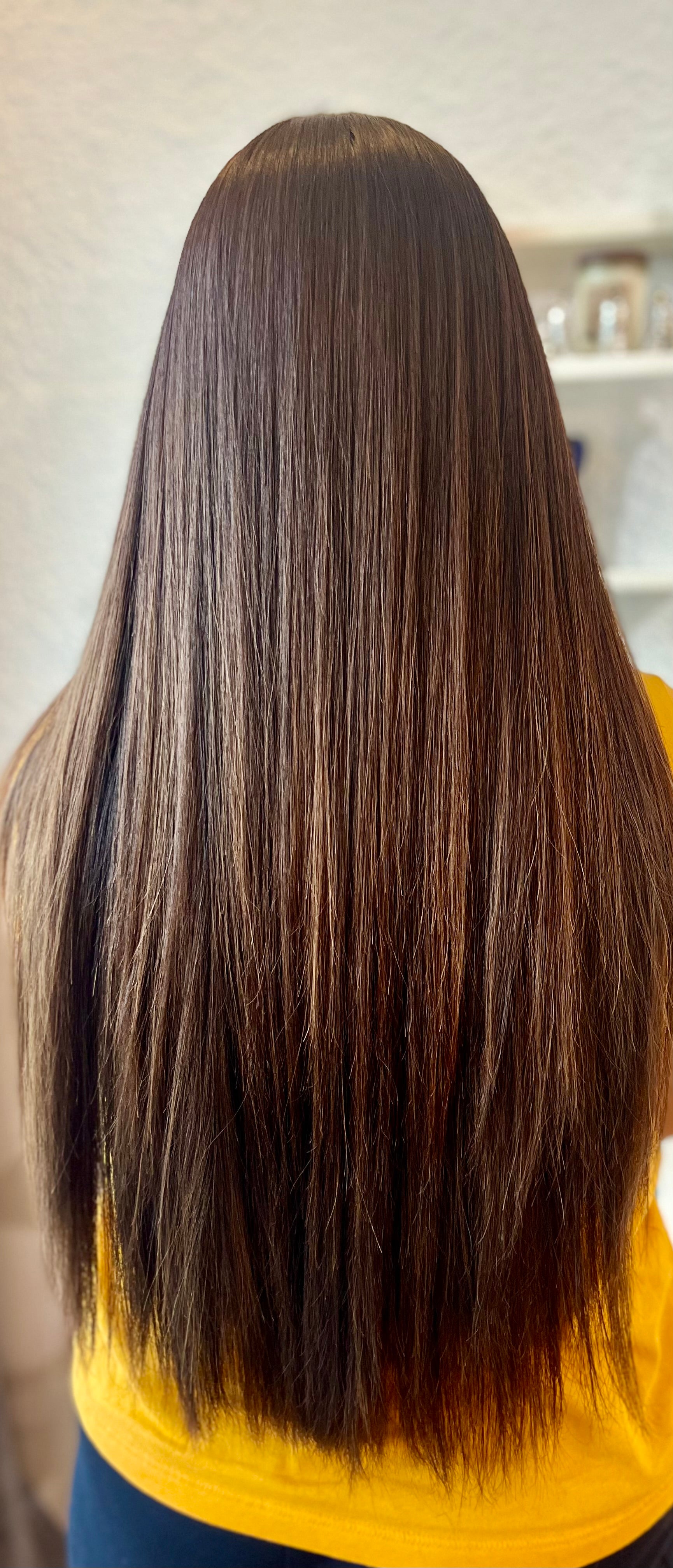 After Brazilian Blowout treatment — smooth shiny manageable hair