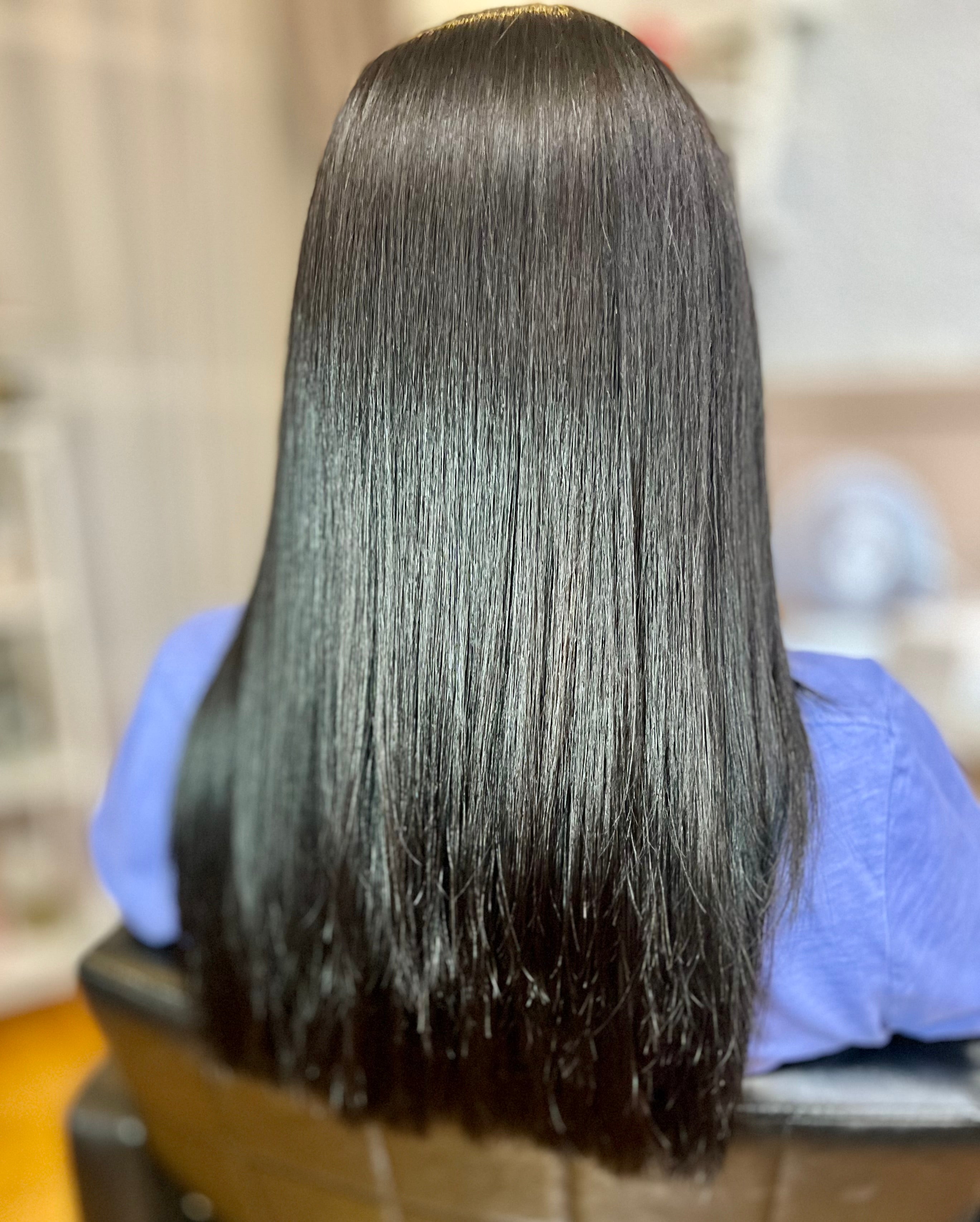 After keratin treatment — smooth polished hair result