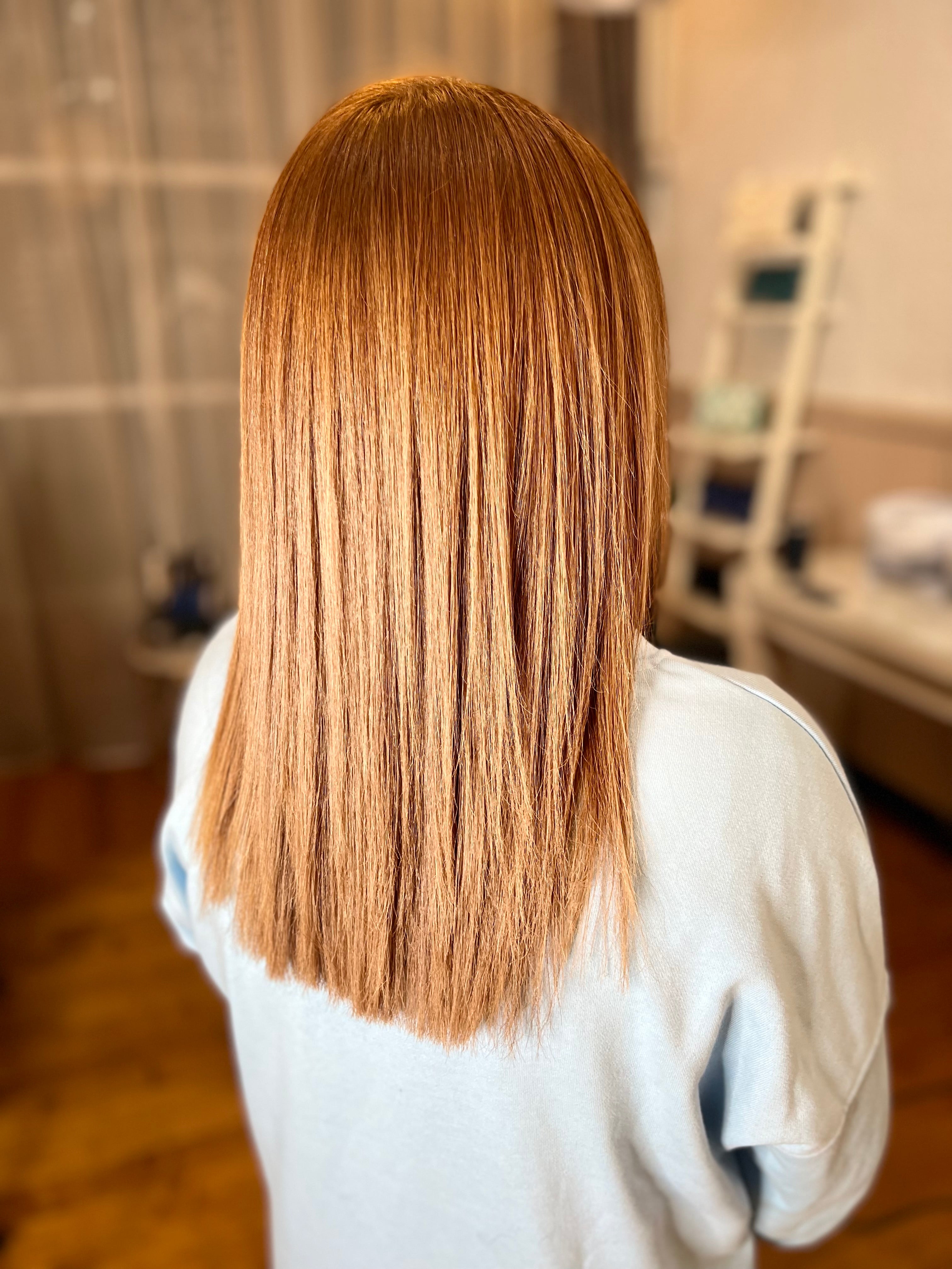 After Brazilian Blowout — smooth frizz-free hair result